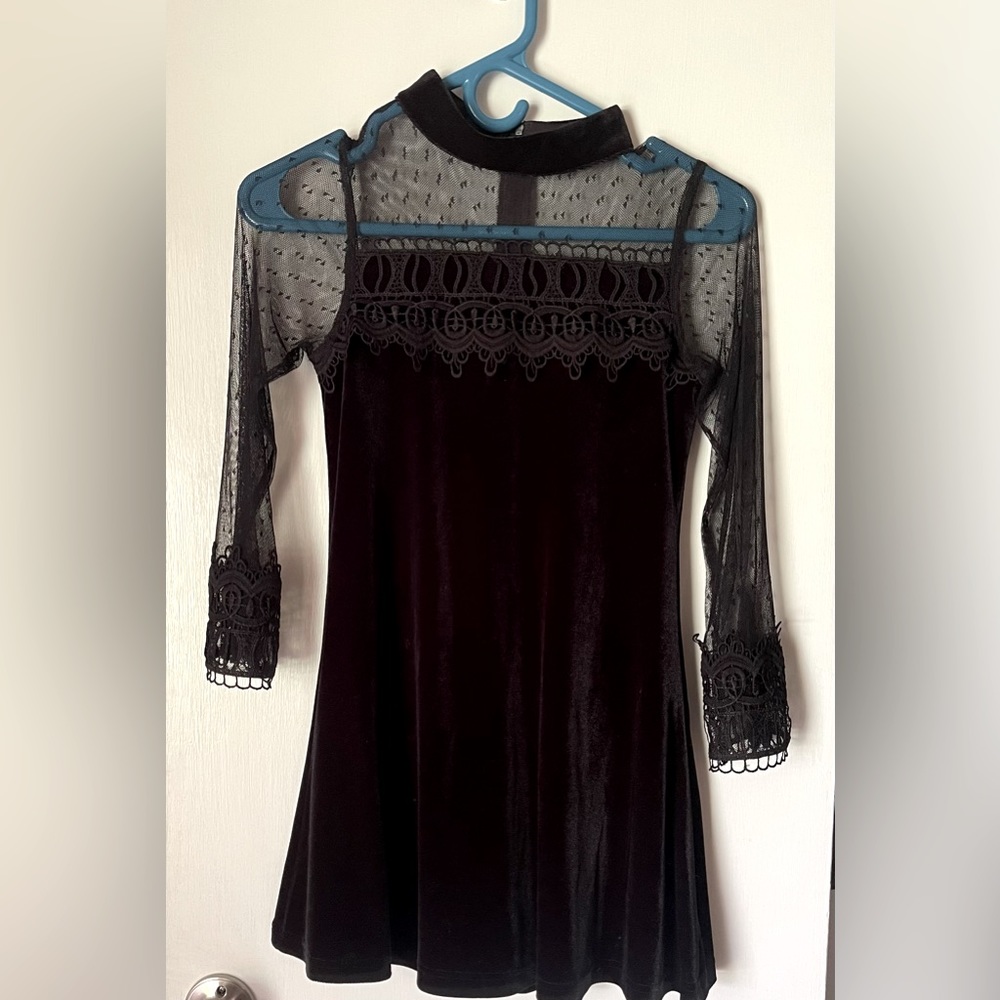 Rare editions girls black velvet dress fall winter size 10